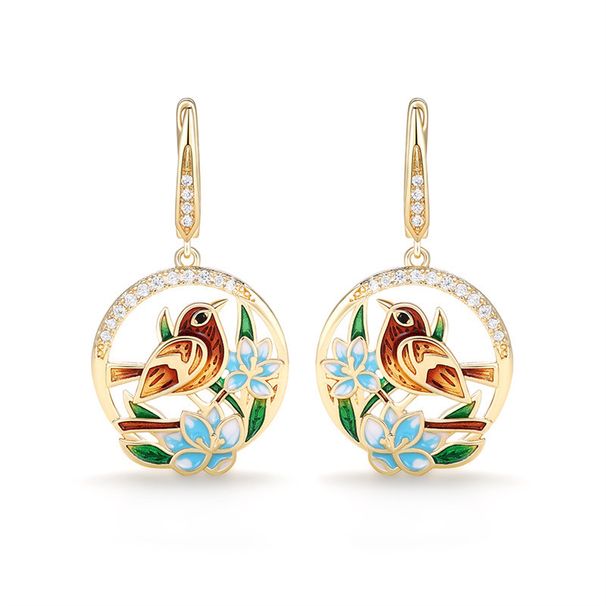 Cao Shi's New Ear Buckle, Pastoral Style, Flower Fragrance, Dropping Glue Earrings, Handmade Enamel Earrings_ipsvogv.com