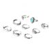 New Moon Lotus Elephant Turquoise 9-piece Joint Ring Set_ipsvogv.com