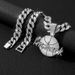Hip Hop Letter I'm Back Necklace, Cuban Chain Decoration, Personalized Round Alloy Pendant_ipsvogv.com
