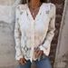 Women's Clothing lace V neck long sleeved tops _ipsvogv.com
