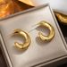 Gold plain ring C-shaped earrings, minimalist and elegant style earrings, 2023 new trendy high-quality jewelry_ipsvogv.com