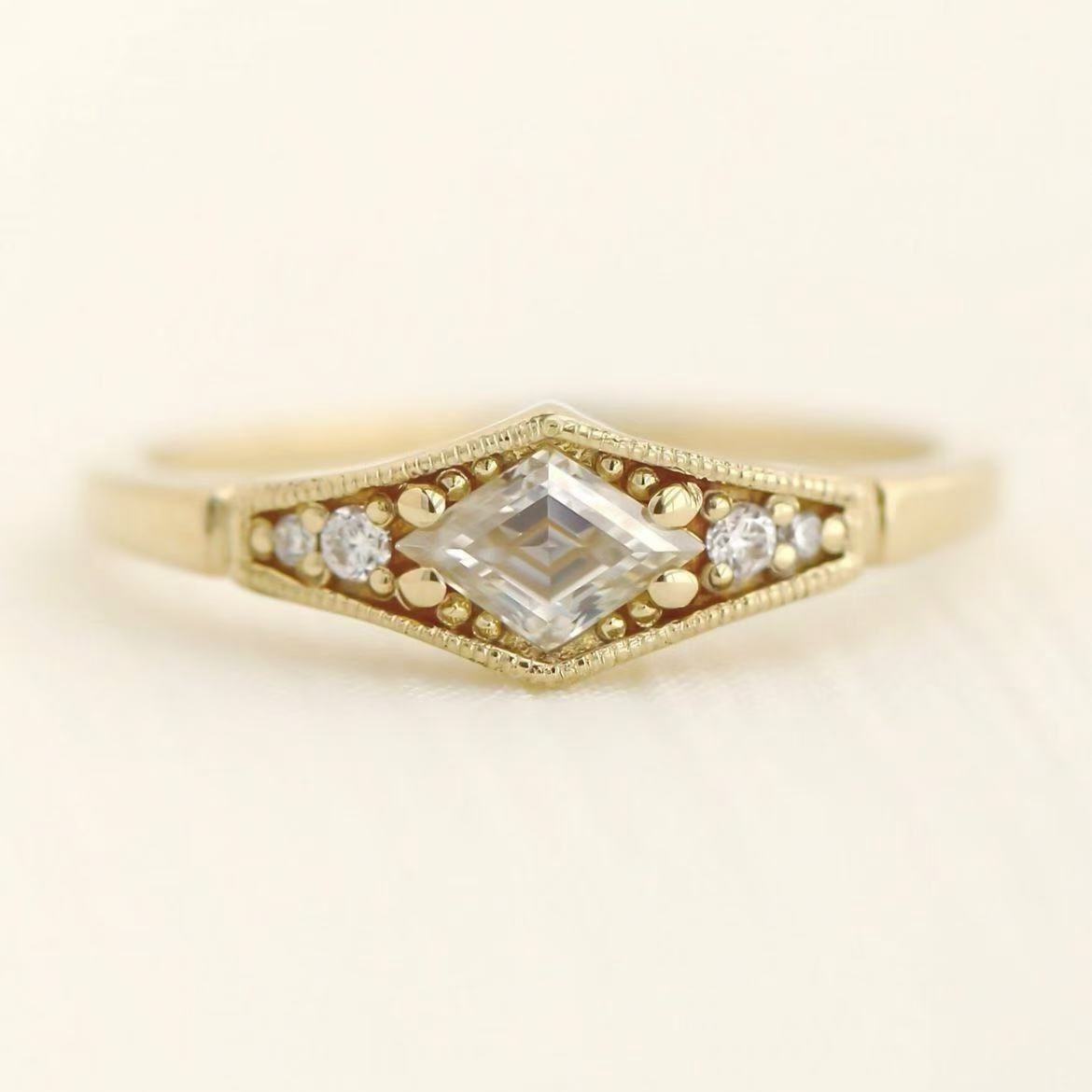 Sanjieins Internet Celebrity New Simple And Fashionable Square Diamond Gold Ring Creative Zircon Women's Jewelry_ipsvogv.com