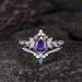 Sanjie's New Women's Wedding Engagement Creative Color Diamond Water Drop Pair Ring_ipsvogv.com