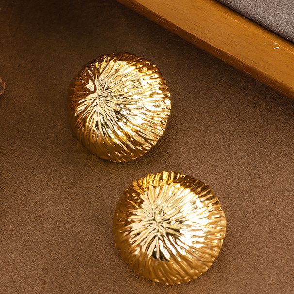 Fashionable New Tree Bark Pattern Geometric Hemisphere For Women, Plain Circles, High-end Silver Needle Earrings_ipsvogv.com