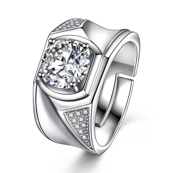 Fashionable Side Symmetrical Diamond Inlay Personalized Ring, Slightly Set With Domineering And Charming Men's Ring_ipsvogv.com