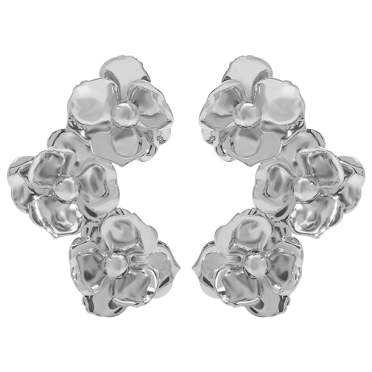 E13047 delicate high-end floral earrings, fashionable and versatile metal style symmetrical earrings_ipsvogv.com