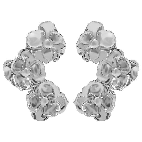 E13047 delicate high-end floral earrings, fashionable and versatile metal style symmetrical earrings_ipsvogv.com