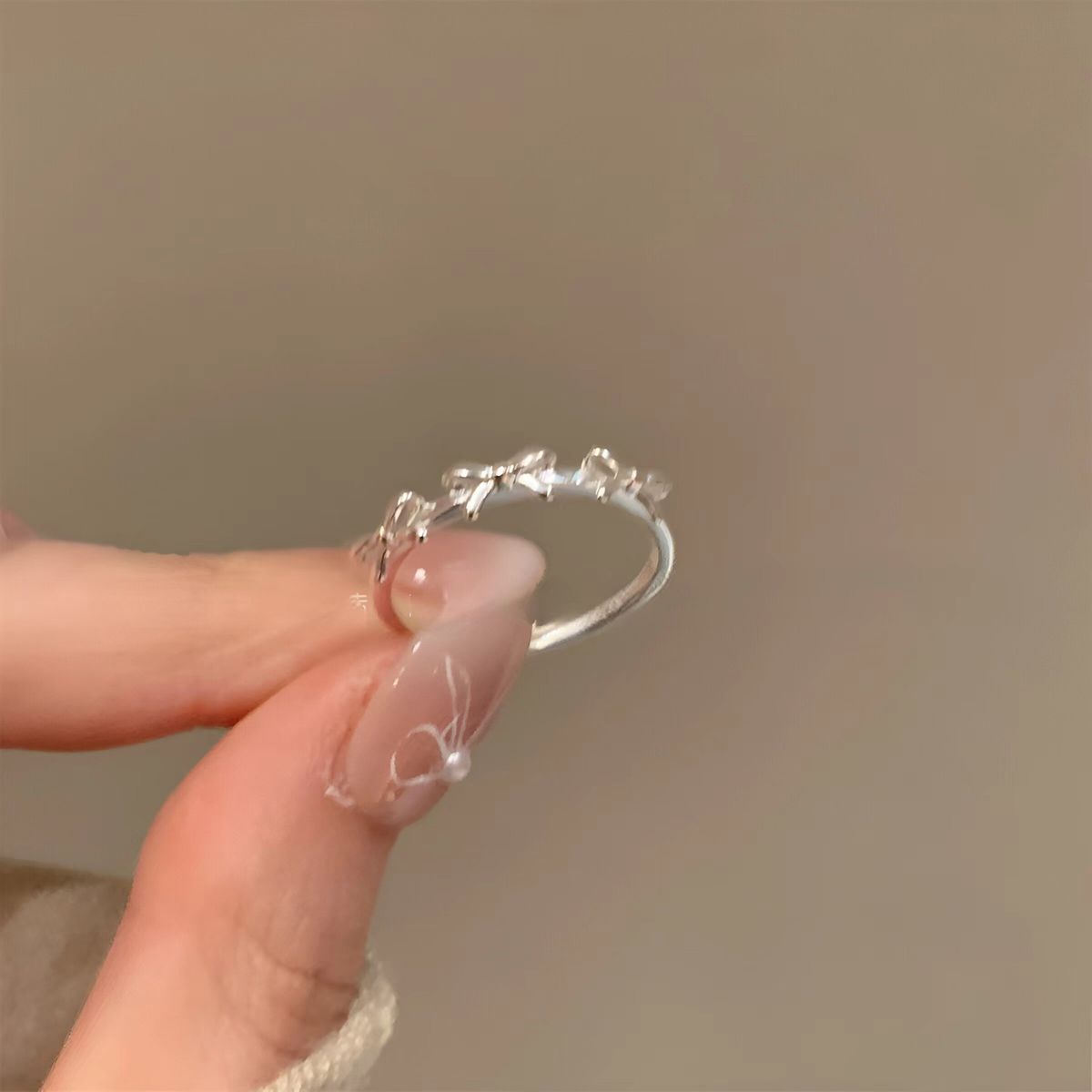 Silver Bow Line Female Xia Ins, Simple And Cool Style, Internet Celebrity, Index Finger Ring, Adjustable Opening Ring_ipsvogv.com