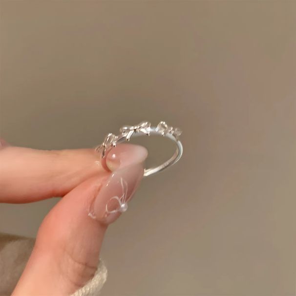 Silver Bow Line Female Xia Ins, Simple And Cool Style, Internet Celebrity, Index Finger Ring, Adjustable Opening Ring_ipsvogv.com