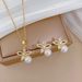 Stainless Steel Chain Sweet Shiny Zircon Flower Pendant Necklaces Earring Set For Women Girls Cute Jewelry Set Accessories Gifts_ipsvogv.com