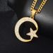Star Moon Hip Hop Necklace Pendant Creative Versatile Alloy Diamond Hip Hop Jewelry_ipsvogv.com