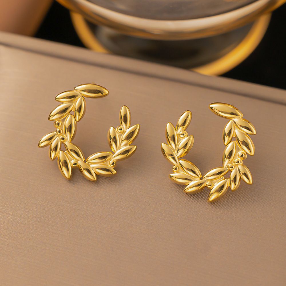 Stainless Leaf That Do Not Fade, Small And Fresh Wheat Ears, Niche Temperament, High-end Titanium Steel Earrings_ipsvogv.com