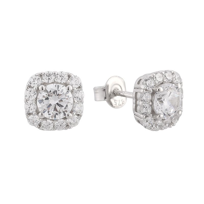 Artificial Gemstone Emerald Square Earrings Retro Earrings Temperament Jewelry S925 Silver Earrings Zircon Inlaid Earrings_ipsvogv.com
