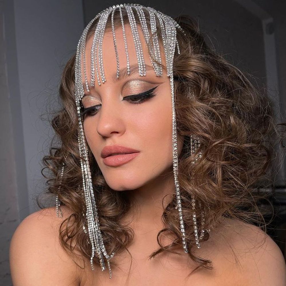 Hot selling long tassel hair chain female simple bride wedding fashion diamond headdress_ipsvogv.com