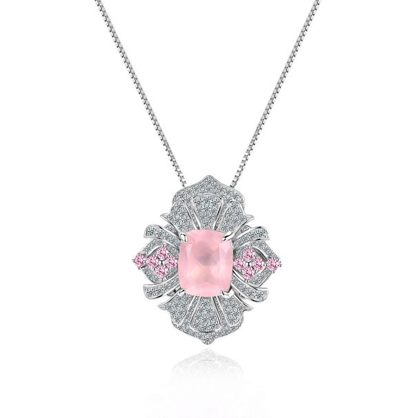 Natural Topaz Necklace Large Carat Pendant S925 Sterling Silver Inlaid Yellow Purple Pink Crystal Luxury Necklace_ipsvogv.com
