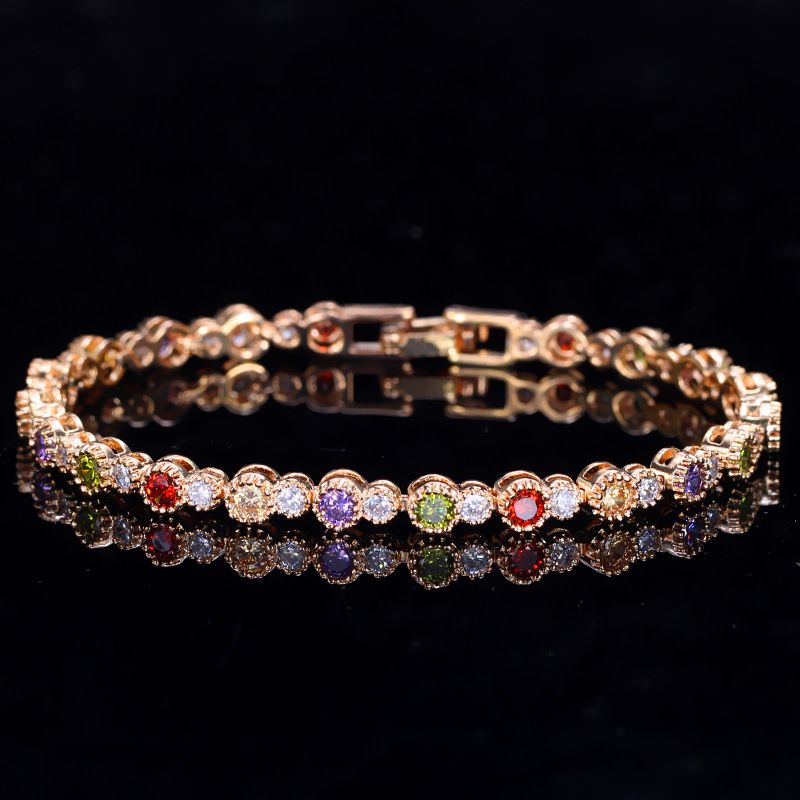 Popular Noble 3A Zircon Bracelet Environmental Protection Copper Electroplating True Gold Color Preservation_ipsvogv.com