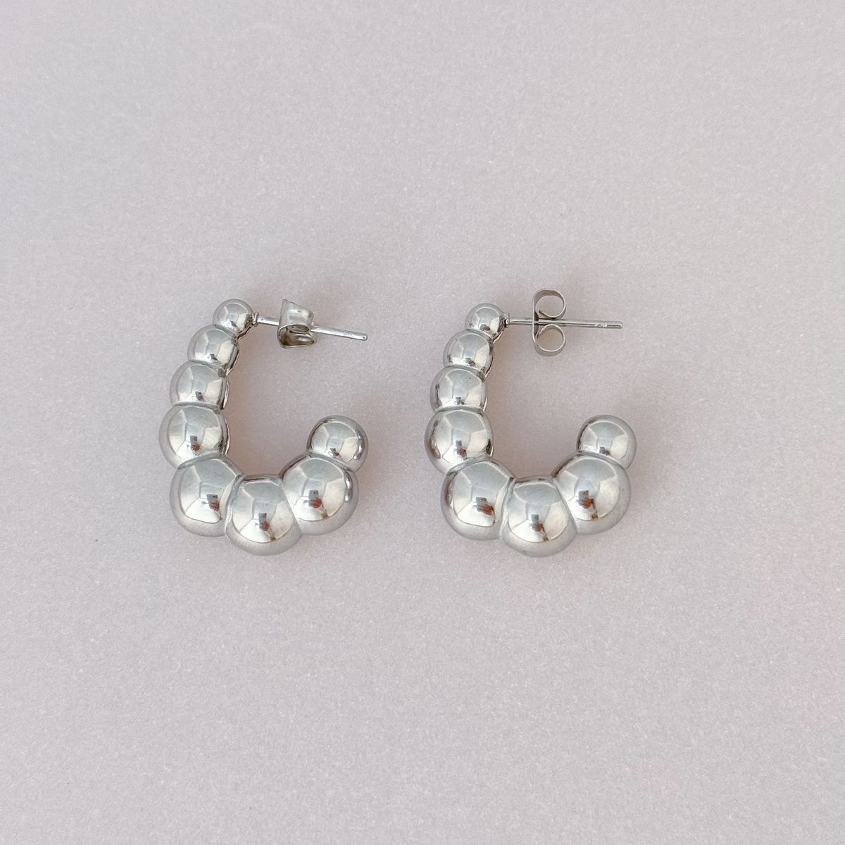 Real Gold Electroplated Titanium Steel Polished Geometric Round Beads Vintage Gold And Silver Earrings_ipsvogv.com