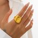 Irregular Metal Pleated Concave Convex With Female Ins Style Design, Square Embossed Open Ring_ipsvogv.com