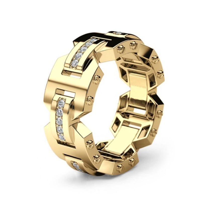 Sanjie's New Creative Silver Plated Diamond Inlaid 14k Rose Gold Engagement Ring For Men And Women_ipsvogv.com