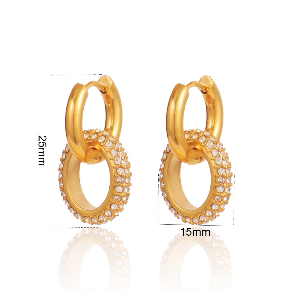 Women's Jewelry Stainless Steel K Gold Plated Zircon Ring Pendant Thick Earrings Fashionable And Versatile High End Temperament Earrings_ipsvogv.com