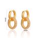 Women's Jewelry Stainless Steel K Gold Plated Zircon Ring Pendant Thick Earrings Fashionable And Versatile High End Temperament Earrings_ipsvogv.com