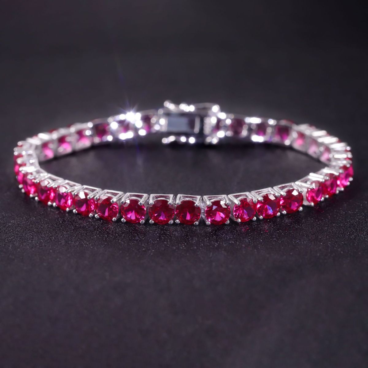 Rainbow Color Mixed Gemstone Bracelet 3/4/5mm Tennis Chain S925 Sterling Silver Inlaid Cultured Ruby Bracelet_ipsvogv.com