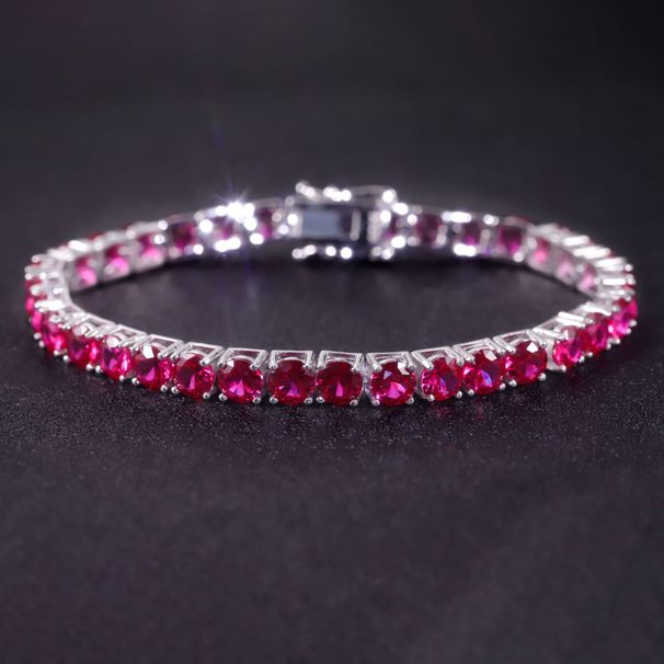Rainbow Color Mixed Gemstone Bracelet 3/4/5mm Tennis Chain S925 Sterling Silver Inlaid Cultured Ruby Bracelet_ipsvogv.com