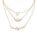 New Bohemian Fashion Droplet Egg White Stone Branch Leaf Half Round Three Layer Necklace_ipsvogv.com