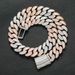 Unisex Hip Hop Necklace Rose Gold Two Tone 20mmT Square Zircon Miami Cuban Chain Men's Necklace_ipsvogv.com