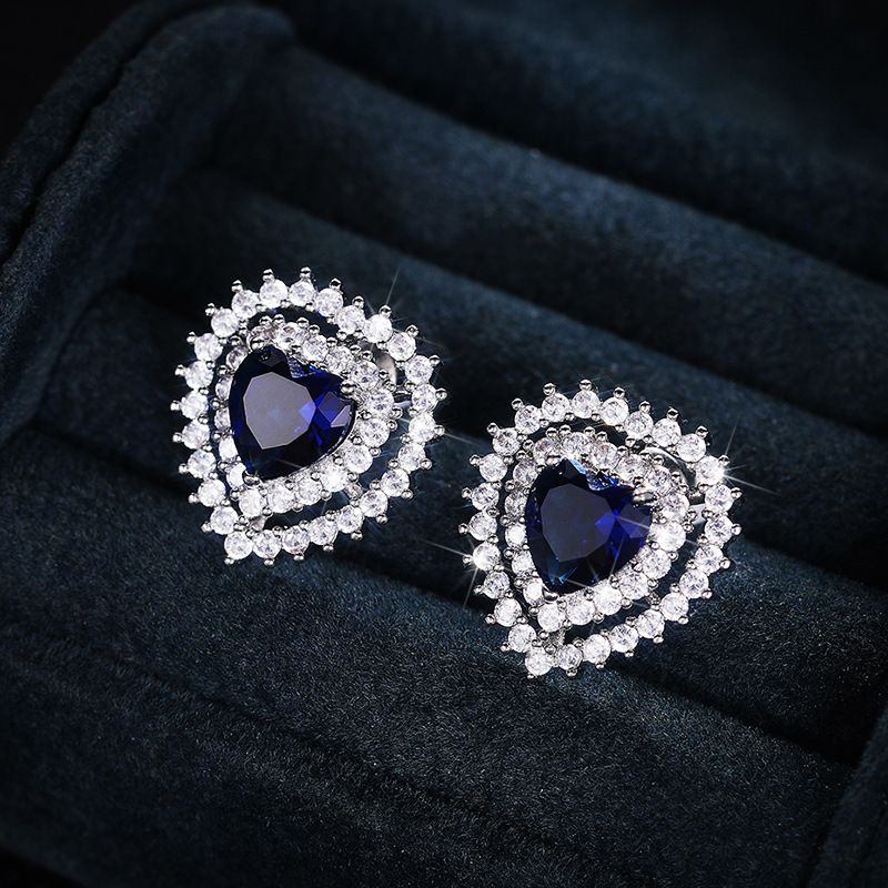 Cao Shi's Personalized Girls' Peach Heart Earrings, Forest Versatile Zircon Love Network Red, Same Style Earrings_ipsvogv.com