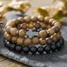 Hot Selling Jewelry Black Gallstone Cross Wooden Beads Personality Bracelet Men's Elastic Bracelet Set_ipsvogv.com