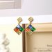 Geometric square, medieval, light luxury autumn and winter high-end feminine temperament, niche earrings, silver needles_ipsvogv.com
