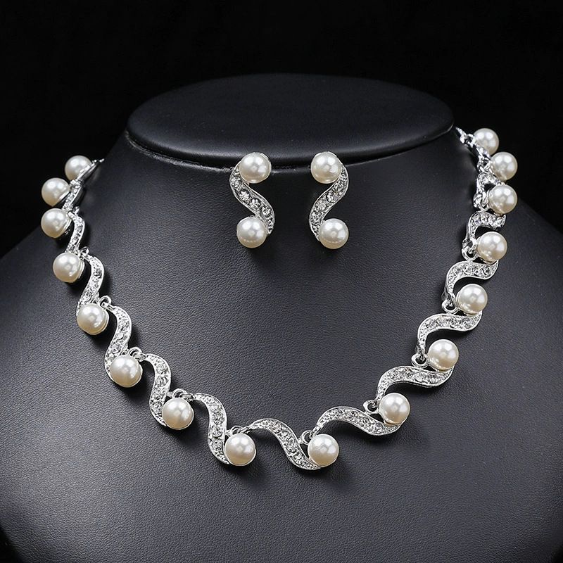 2025 Personalized Jewelry Women's Wedding Bride Accessories Necklace Earrings Exaggerated Chain Set_ipsvogv.com