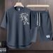 Men's Clothing 2024 Waffle Casual Summer Suit Men's Loose Teen Short sleeved T shirt Shorts Handsome Two piece Suit_ipsvogv.com