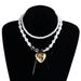 Sweet Cool Wind Black Ribbon Bow Love Necklace Women's Niche High-end Pearl Necklace_ipsvogv.com