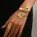 Heart Design Bracelet & Open Ring Set For Women - Gold/Silver Plated Dainty Jewelry, Adjustable Stackable Bracelet_ipsvogv.com