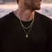 Stylish Black Square Necklace For Men Golden Color 14k Yellow Gold Rope Cuban Box Figaro Wheat Chain Double Layered_ipsvogv.com