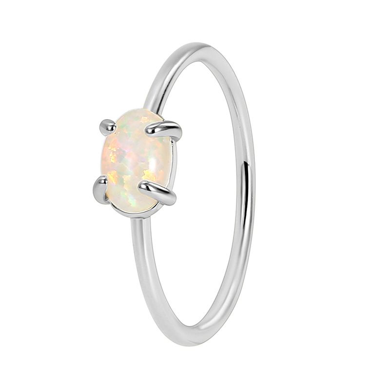 Hand Jewelry Brass Gold Plated Ring Female Simple Style Inlaid Opal Light Luxury All Match Index Finger Ring_ipsvogv.com