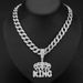 Hip Hop Personalized Crown KING Full Diamond Alloy Pendant Fashionable Men's And Women's Trendy Cuban Chain Necklace_ipsvogv.com