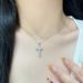 Fashionable Diamond Studded Cross Necklace For Women, High-end And Cool Style, Minimalist Design, Collarbone Chain_ipsvogv.com