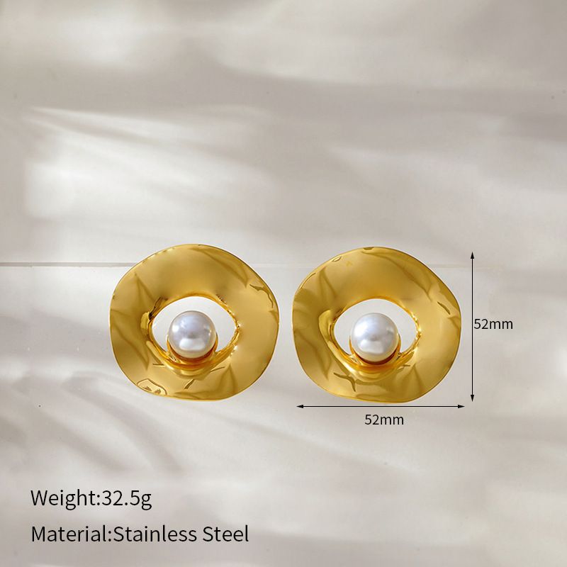 Women’s Jewelry Set Fashion INS Style New Stainless Steel Gold Plated Earrings Geometric Irregular Personality Exaggerated Large Earrings_ipsvogv.com