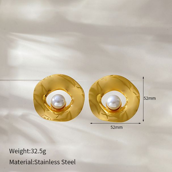 Women’s Jewelry Set Fashion INS Style New Stainless Steel Gold Plated Earrings Geometric Irregular Personality Exaggerated Large Earrings_ipsvogv.com