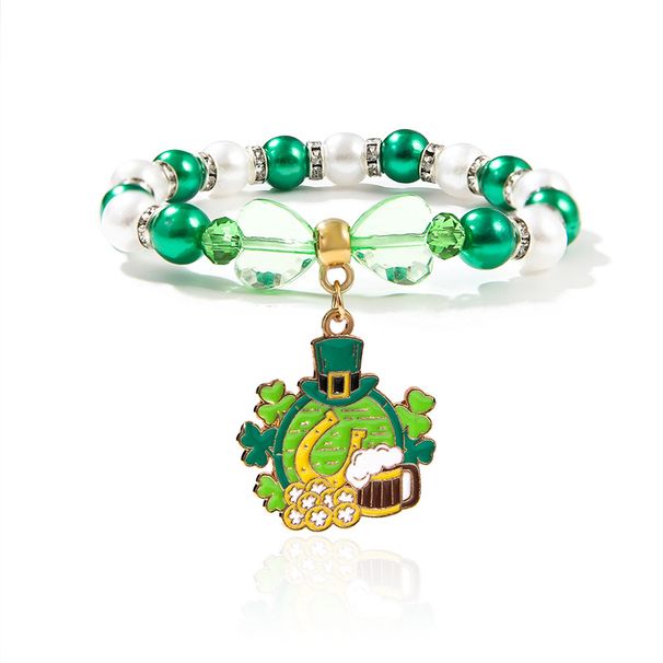 St. Patrick beaded bracelet niche pearl acrylic bracelet alloy pendant jewelry_ipsvogv.com
