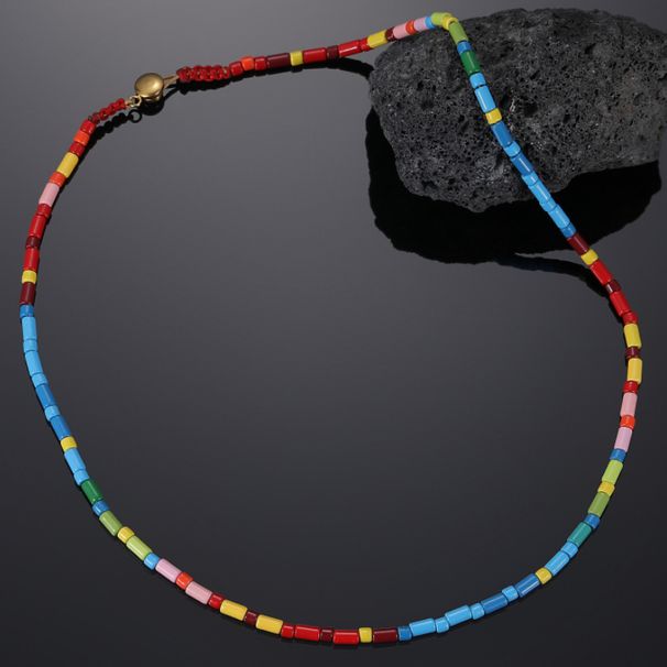 Colored Beaded Necklace Female Ins Candy Rainbow Stacked Clavicle Chain_ipsvogv.com