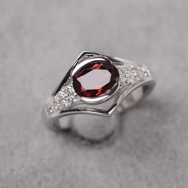 Inlaid Pomegranate Red Zircon Ring Simple And Fashionable Women's Instagram Internet Celebrity Handmade_ipsvogv.com