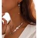 Temperament Baroque Pearl Earrings Simple Metal Chain Tassel Collarbone Necklace Accessories_ipsvogv.com