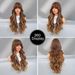 Long Mixed Brown Highlights Wavy Wig For Women Natural Synthetic Curly Wig Heat Resistant Fiber Wig For Everyday WearWavy Wigs_ipsvogv.com