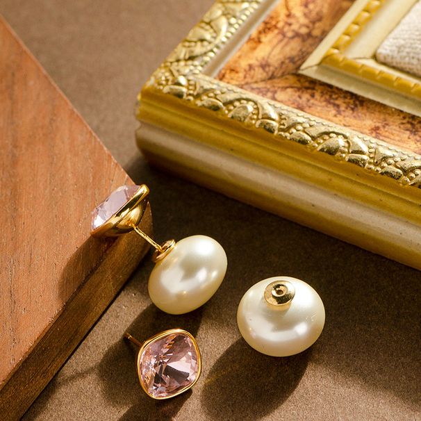 French Elegant Small Fragrance Style, Wearing Double-sided Crystal Pearl In Front And Back, Women's High-end Feeling,_ipsvogv.com