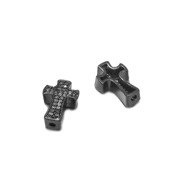 Fashion Punk Style Micro Inlaid Zircon Cross Four Color Pierced Bracelet Necklace Loose Beads Jewelry Accessories_ipsvogv.com