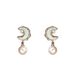 Simple and fresh Korean version sweet style women's with high-end feeling curved moon inlaid pearl design earrings_ipsvogv.com